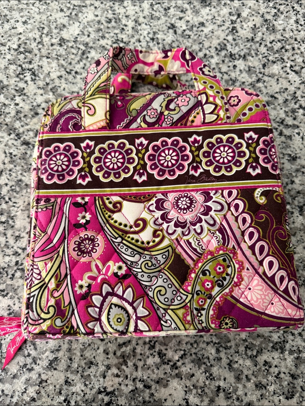 Vera Bradley Hot Pink Paisley Quilted Cosmetic Tote